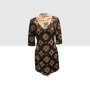 MARINEBLU Sequin Pattern Mini 3/4 Sleeves Dress Size: small